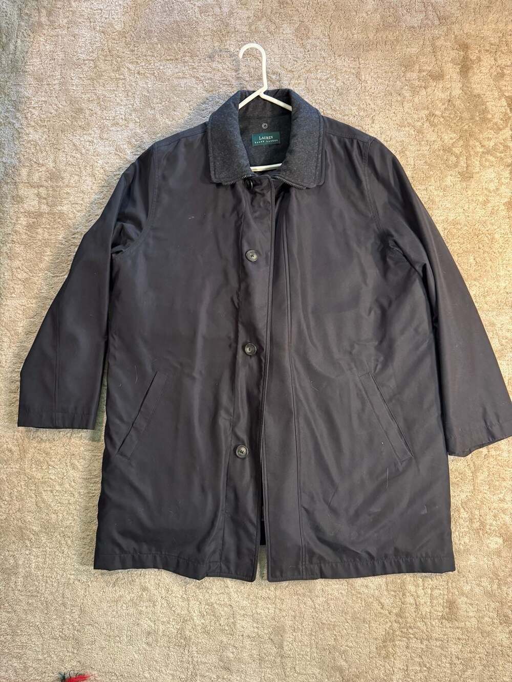 Men Ralph Lauren LRL Black Gray Edgar Removable Liner Rain Coat Size